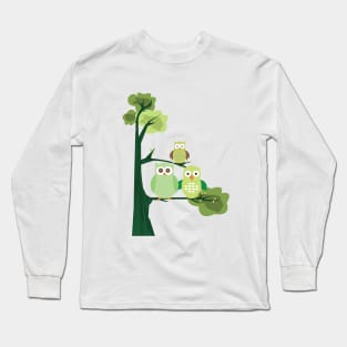 Green Owls Long Sleeve T-Shirt